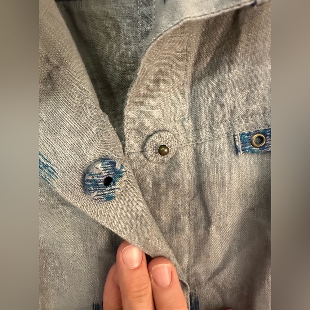 Coldwater creek linen print jacket snap buttons 3/4 sleeve size 16 - Picture 6 of 16